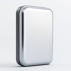 Metallic tin box with rounded edges isolated on white background