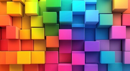 Colorful geometric cubes background, abstract design, vibrant colors