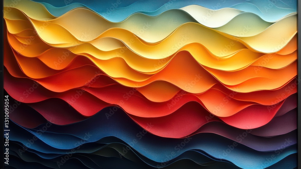 Poster chromatic harmony: layered waves of color in gradual transition art
