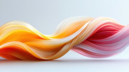 Abstract Ribbon Flow: Orange to Red Gradient Waves on a White Background