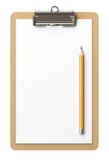 Isolated Wooden Clipboard with White Paper