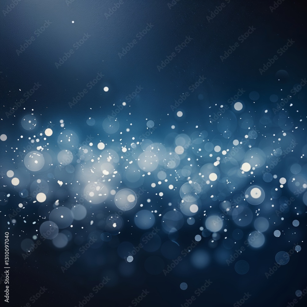 Poster sparkling blue particles create a magical atmosphere in a soft glow during evening events