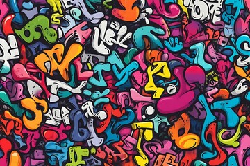 Vibrant graffiti pattern on concrete wall embodies dynamic street art effectively vivid  
