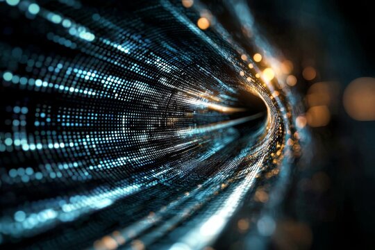 The background of abstract science features an atomic particle accelerator