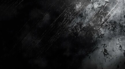 A high-resolution black grunge overlay with an intense, distressed texture. The surface is layered with smudges, rough streaks, and faint signs of wear, enhancing the eerie and edgy atmosphere