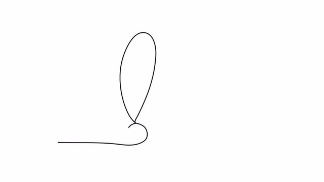 Exclamation point, one line drawing animation. Video clip with alpha channel.
