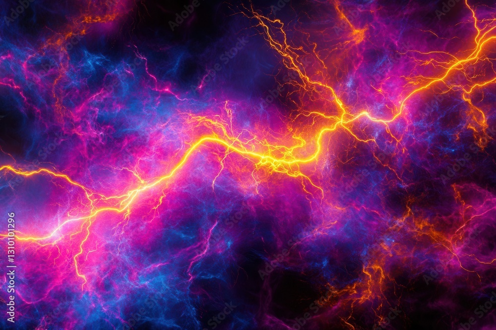 Poster Dynamic bursts of bright neon colors create a striking abstract background full of energy and movement Generative AI