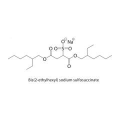 Obraz premium Bis(2-ethylhexyl) sodium sulfosuccinate skeletal structure .Phthalate ester compound schematic illustration. Simple diagram, chemical formula.