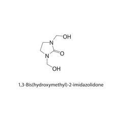 1,3-Bis(hydroxymethyl)-2- imidazolidone skeletal structure .Phenol compound schematic illustration. Simple diagram, chemical formula.