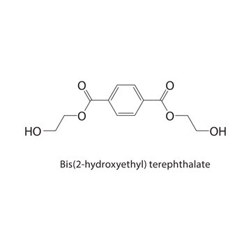Bis(2-hydroxyethyl) terephthalate skeletal structure .Organosulfur compound schematic illustration. Simple diagram, chemical formula.