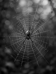 Obraz premium Grey spider web, gray arachnid net, monochrome vector illustration
