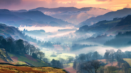 mountains in the morning