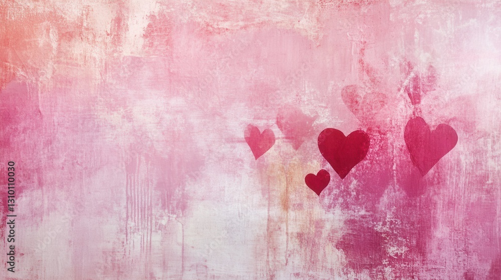 Aufkleber floating hearts create a romantic atmosphere with soft pink hues and delicate textures in an abstrac