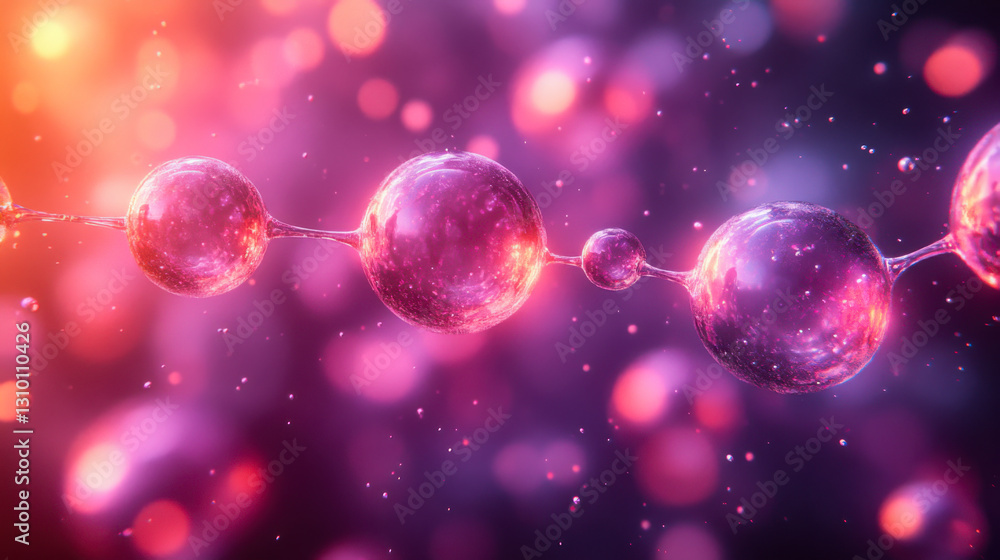 Poster colorful representation of molecular structures created in a digital art style showcasing scientific