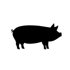 Black silhouette illustration of a pig