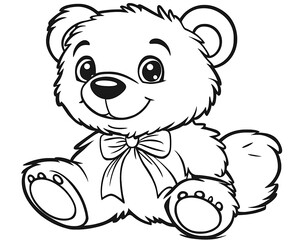 Obraz premium Teddy sits, blank page, simple outline