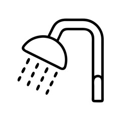 Showerhead with water drops line icon