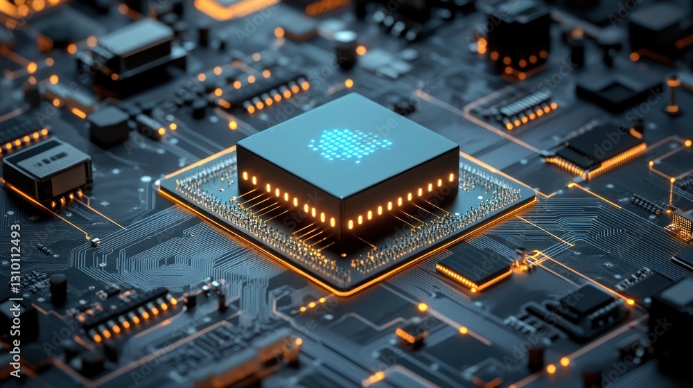Aufkleber ai processor chip on circuit board.