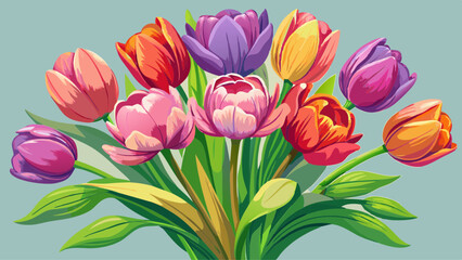 Obraz premium beautiful tulip Flower bouquet for wedding, isolated on transparent background