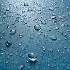 water drops on blue. Large water drops