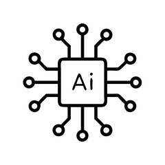 AI microchip icon with connections, technology concept