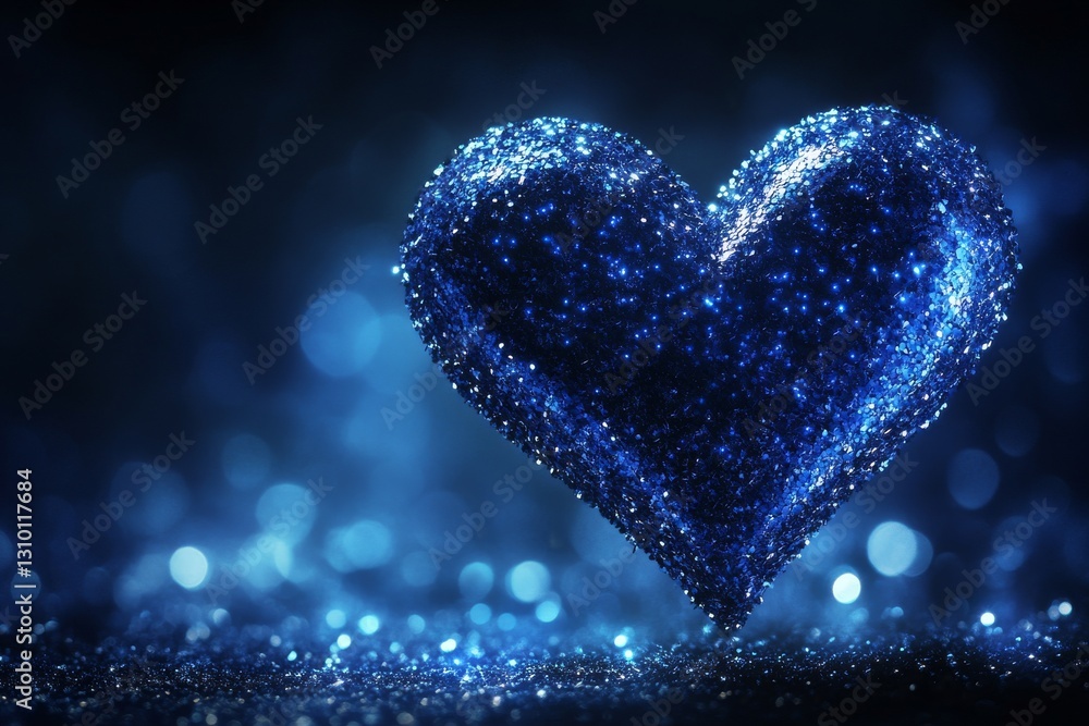 Poster a background with a heart shape, showcasing an abstract bokeh light texture