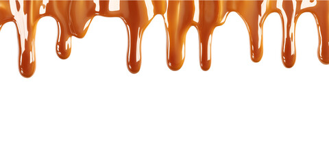 A caramel-colored liquid flows across a transparent background creating beautiful streaks
