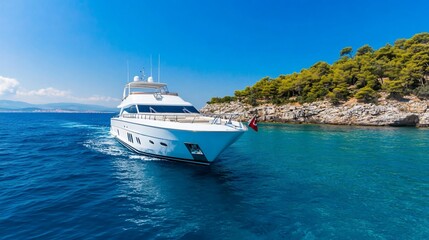 Fototapeta premium Luxury Yacht Cruising Aegean Sea