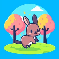 Fototapeta premium Cute Bunny in Autumn Park