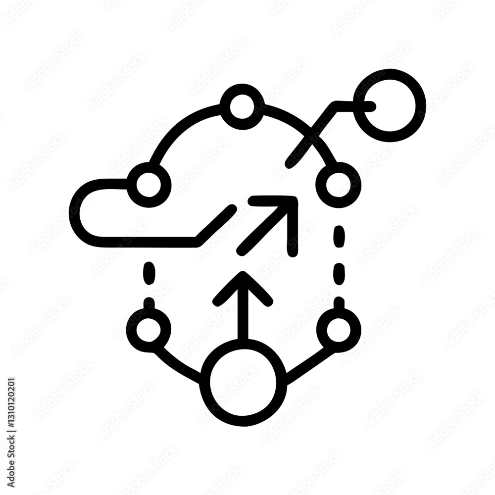 Poster predictive model icon illustrating data flow and connections, technology concept