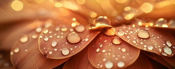 A captivating close-up of delicate autumn petals, glistening with water droplets.
