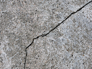 Texture of old cracked concrete wall. Rough gray concrete surface. Great for background and design. Close-up.