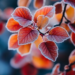 Frosty Autumn Leaves: Capturing the Beauty of the Seasonal Transition from Fall to Winter