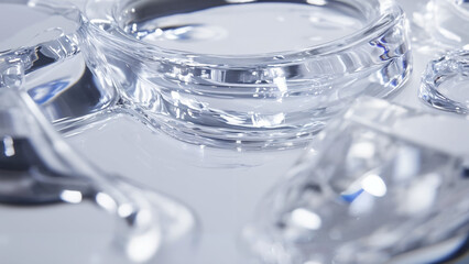 The item appears to be a clear, sculpted glass bowl, possibly the Little Ice block Bowl. It is rectangular with a twisted, textured design, and its surface reflects the light, creating a shimmering