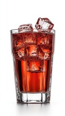 Bartending Skills for Cocktails Concept. Cool Red Beverage Splash with Ice and Dynamic Liquid on White Background