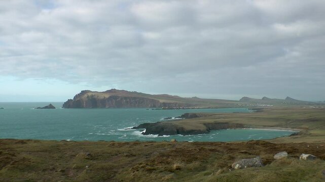 The beautiful coast at the Graige Waymont Viewpoint in Kerry, Ireland