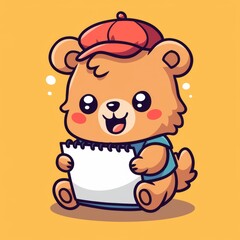 Cute Bear Holding Notepad