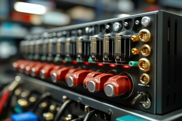 Close-up of an electronic device with intricate circuitry, components, and connectors, highlighting the complexity of modern technology