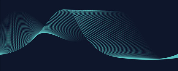 Abstract dark blue background with wave line pattern. Futuristic technology concept. Suit for banner, poster, cover, brochure, flyer. Vector illustration