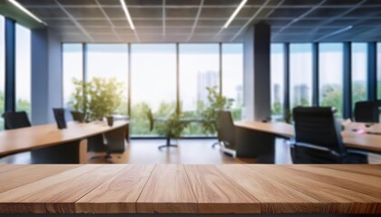 Modern Office Empty Desk Bathed in Soft Light Amidst a Minimalist Backdrop, Evoking Tranquility and Inspiration for Productivity.