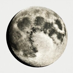Naklejka premium Full Moon in High Contrast and High Resolution on Isolated White Background
