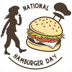 silhouette National Hamburger Day on white background