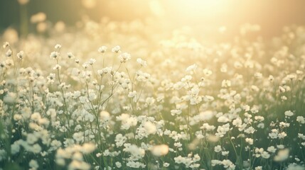 Fototapeta premium A magical field of white wildflowers in full bloom, embracing the beauty of springtime