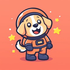 Cute Dog Astronaut, Cartoon, Space