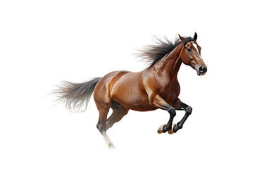 Obraz premium A Graceful Horse Sprinting Through the Wild Grasslands with Determination Isolated on transparent background PNG