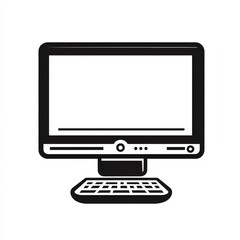 Fototapeta premium Black and White Retro Computer with Keyboard: A Classic PC Setup for Home or Office Computing Tasks