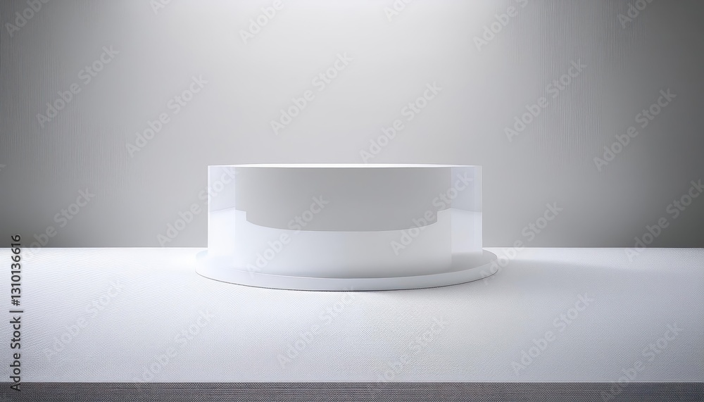 Poster empty white abstract table minimalist platform with void for product placement and design solutions,