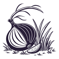 silhouette onion image on white background