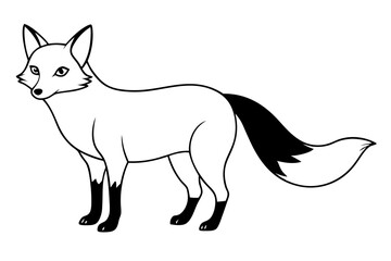 fox silhouette line art vector illustration with a white background