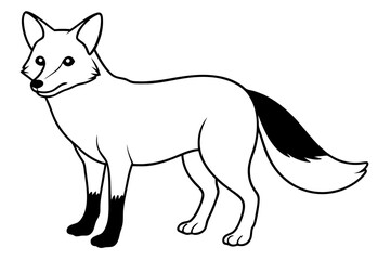 fox silhouette line art vector illustration with a white background